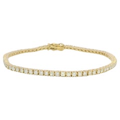 Natural 2.53 Carat Round Brilliant Diamond 14-Karat Tennis Bracelet En Stock