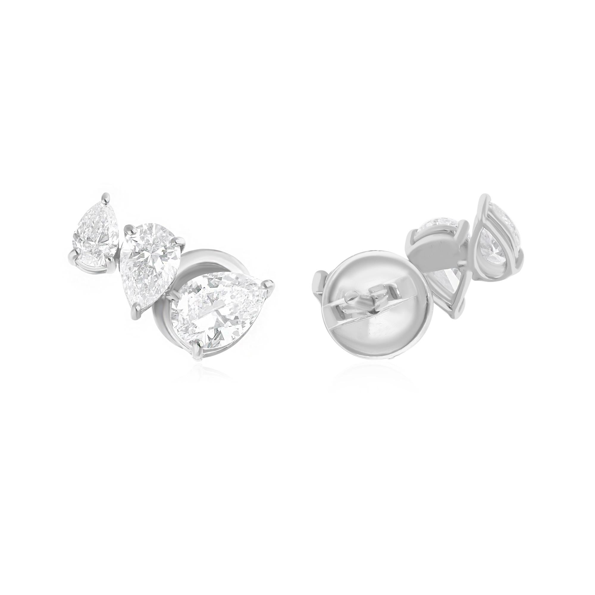 Natürliche 2,53 Karat SI Reinheit HI Farbe Birnen-Diamant-Ohrringe 14 Karat Weißgold Damen im Angebot