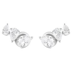Boucles d'oreilles en or blanc 14 carats avec diamant poire de 2,53 carats de pureté SI de couleur hi-colore