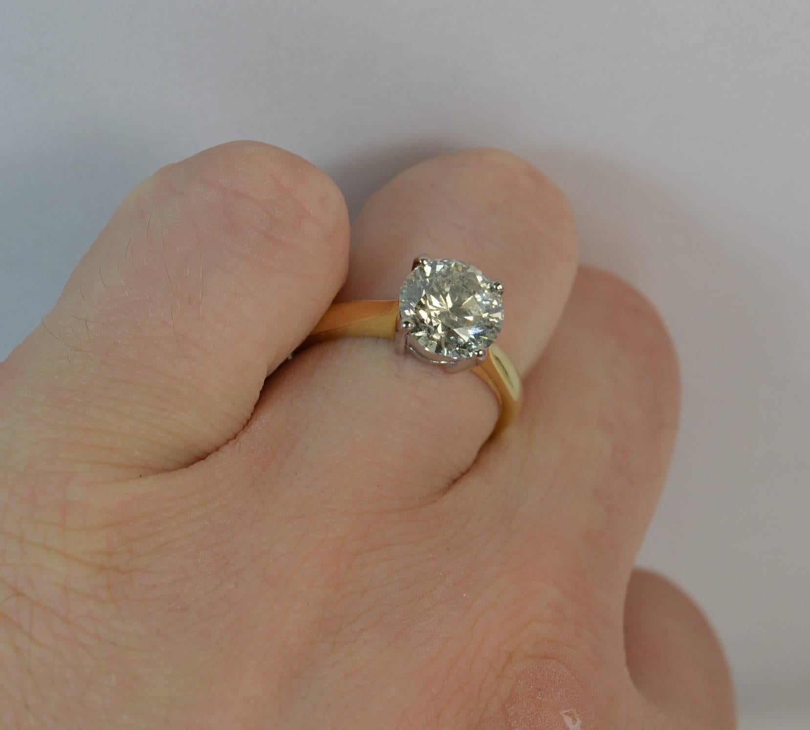 Contemporary Natural 2.54 Carat Diamond and 18 Carat Gold Solitaire Engagement Ring