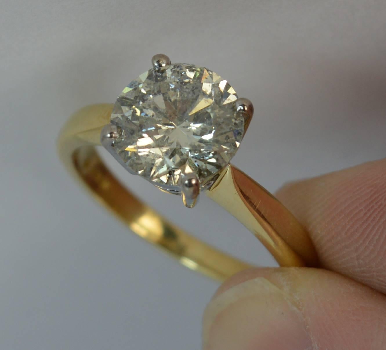 Round Cut Natural 2.54 Carat Diamond and 18 Carat Gold Solitaire Engagement Ring