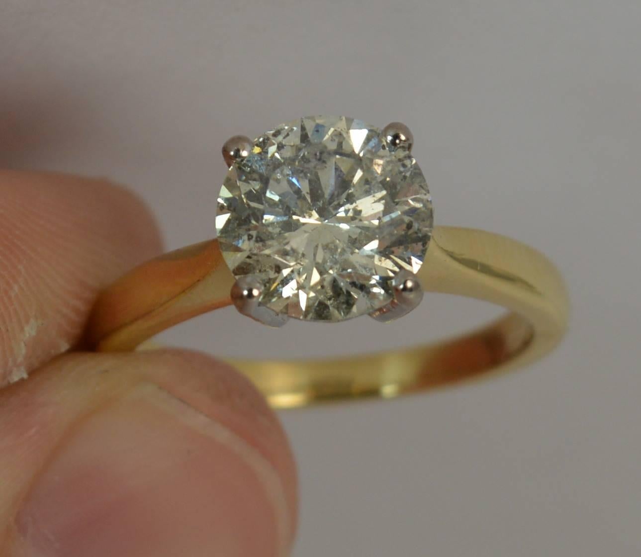 Natural 2.54 Carat Diamond and 18 Carat Gold Solitaire Engagement Ring In Excellent Condition In St Helens, GB