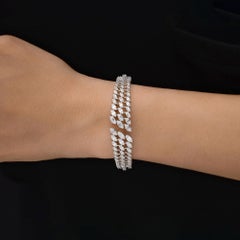 Natural 2.55 Carat Diamond 18 Karat White Gold Wedding Cuff Bracelet