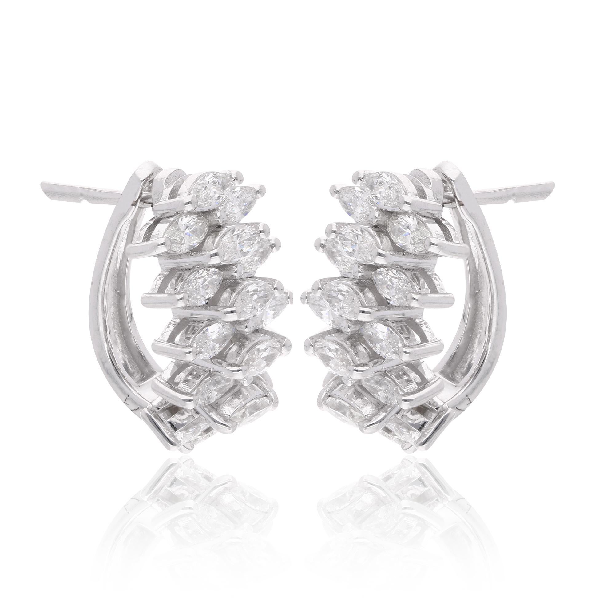 Pendientes de aro de diamante marquesa natural de 2,55 quilates Joyas de oro blanco de 18 quilates en Nuevo estado para la venta en Diera, Dubai