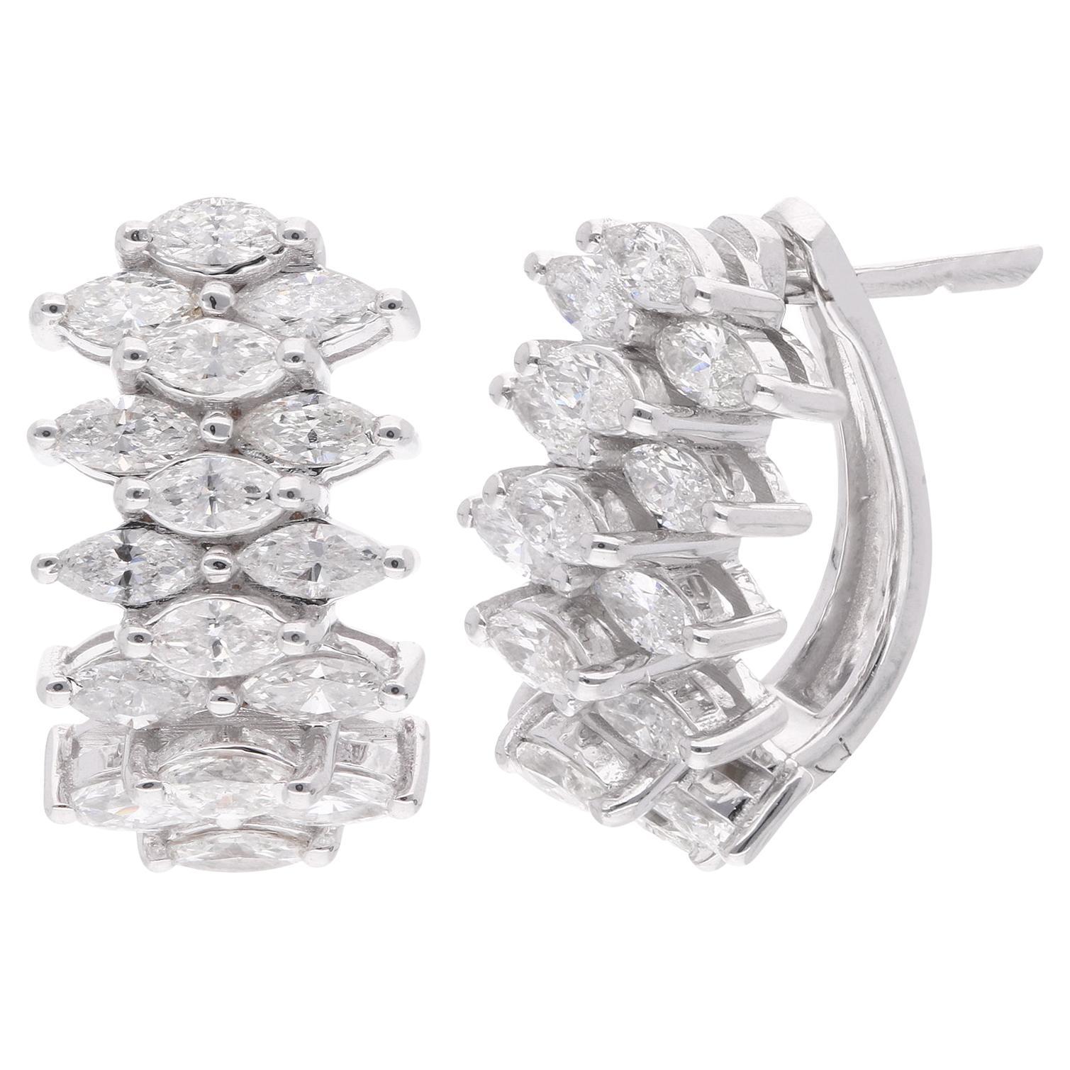 Créoles en or blanc 18 carats et diamants marquises de 2,55 carats