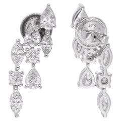 Natural 2.55 Carat Multi Shape Diamond Earrings 14 Karat White Gold Fine Jewelry