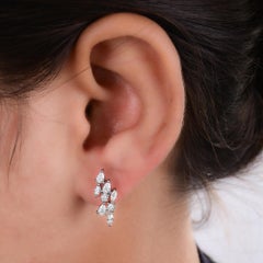 Natural 2.55 Carat Multi Shape Diamond Earrings 18 Karat White Gold Fine Jewelry