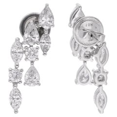Natural 2.55 Carat Multi Shape Diamond Earrings 18 Karat White Gold Fine Jewelry