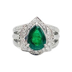 Vintage Natural 2.550 Carat Zambian Emerald Ring