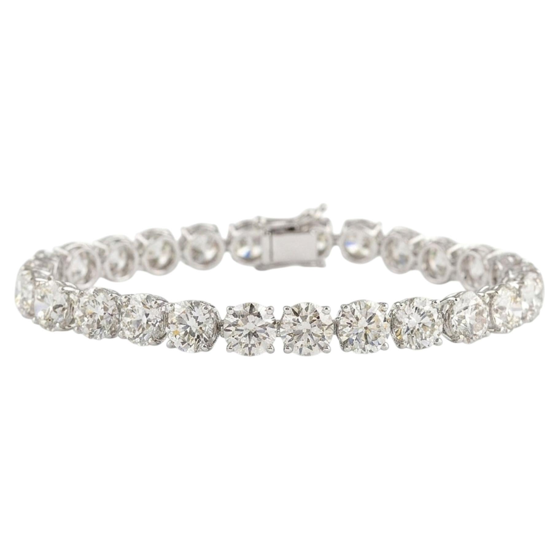 Natural 25.54 Carat SI/H Diamond Bracelet 18 Karat White Gold Handmade Jewelry