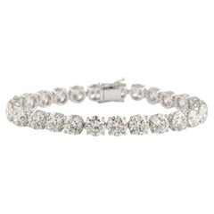 Natural 25.54 Carat SI/H Diamond Bracelet 18 Karat White Gold Handmade Jewelry