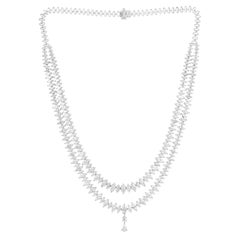 Natural 25.58 Carat Marquise Diamond Necklace 14 Karat White Gold Fine Jewelry