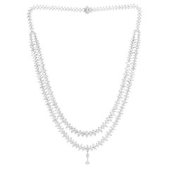 Natural 25.58 Carat Marquise Diamond Necklace 14 Karat White Gold Fine Jewelry