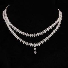 Natural 25.58 Carat Marquise Diamond Necklace 18 Karat White Gold Fine Jewelry