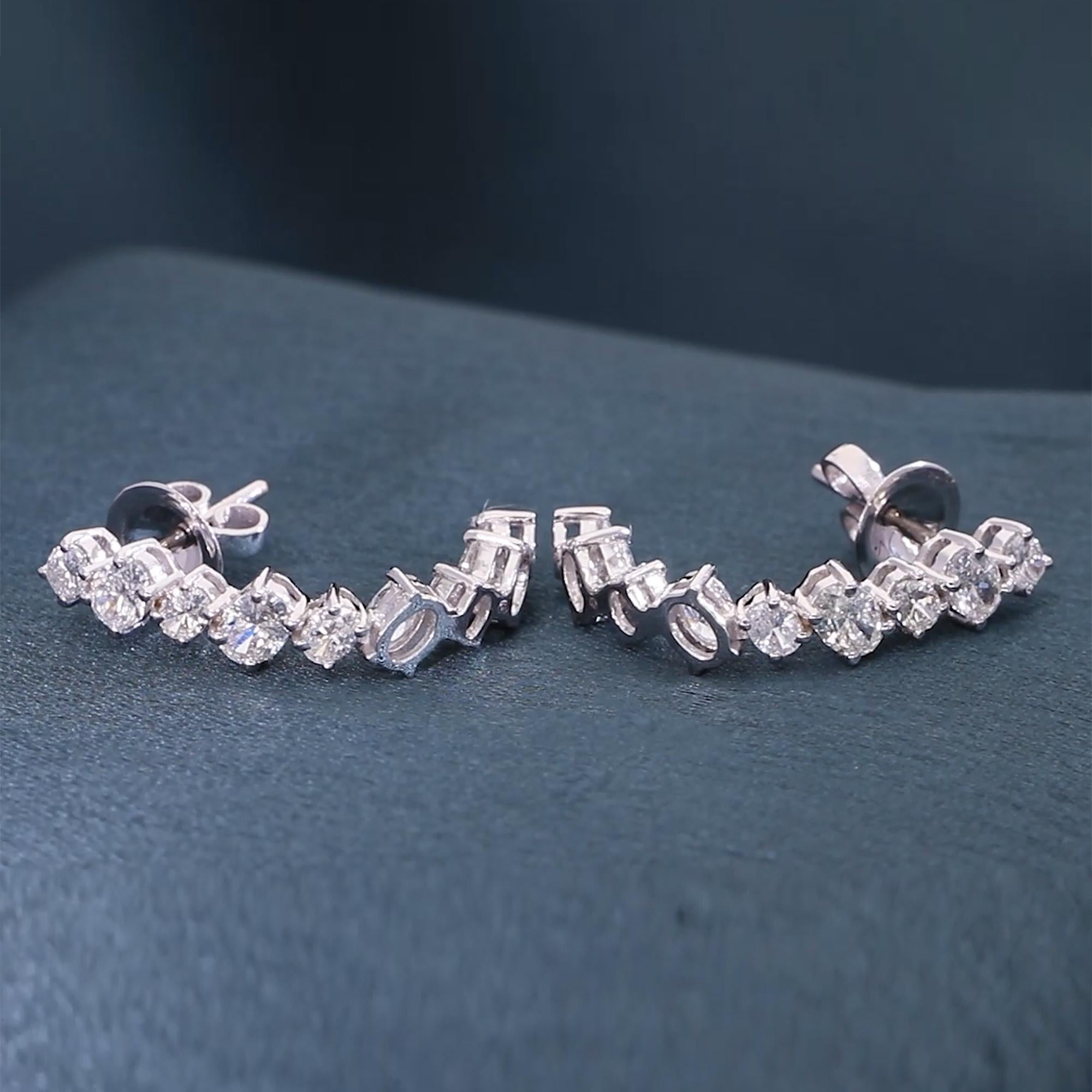 Women's Natural 2.57 Carat Oval Shape Diamond Hoop Earrings 18 Karat White Gold Jewelry For Sale