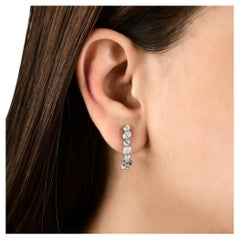 Natural 2.57 Carat Oval Shape Diamond Hoop Earrings 18 Karat White Gold Jewelry