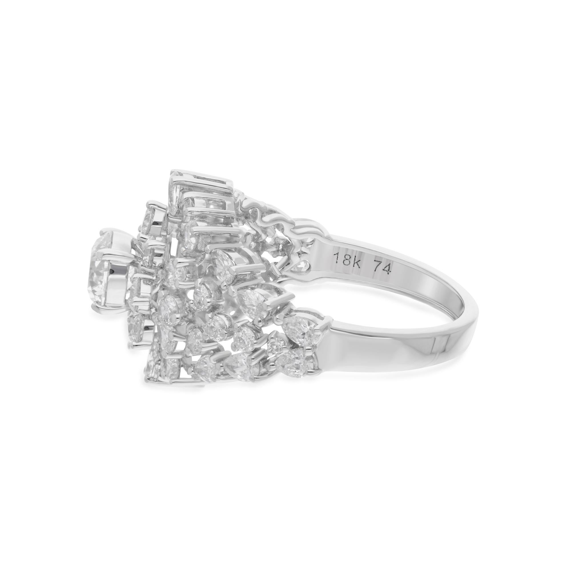 At the center of this captivating ring gleams a magnificent round diamond, boasting a generous weight of 2.57 carats. Its brilliant cut and impeccable clarity create a mesmerizing display of fire and sparkle, commanding attention with every