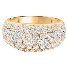 Natural 2.58 Carat SI Clarity HI Color Diamond Dome Ring 18 Karat Yellow Gold