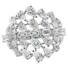 Natural 2.6 Carat Mixed Cut SI/H Diamond Dome Ring 14 Karat White Gold