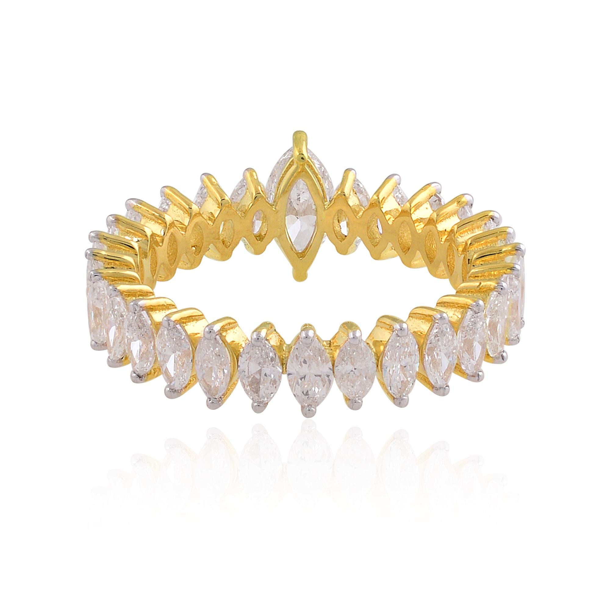 Taille Marquise Bague jonc en or jaune 18 carats avec diamants marquises naturels de 2,60 carats SI/H en vente
