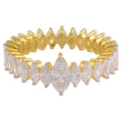 Natural 2.60 Carat SI/H Marquise Diamond Band Ring 18 Karat Yellow Gold Jewelry