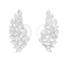 Boucles d
oreilles en or blanc 14 carats avec diamants marquises naturels de 2,60 carats SI/H