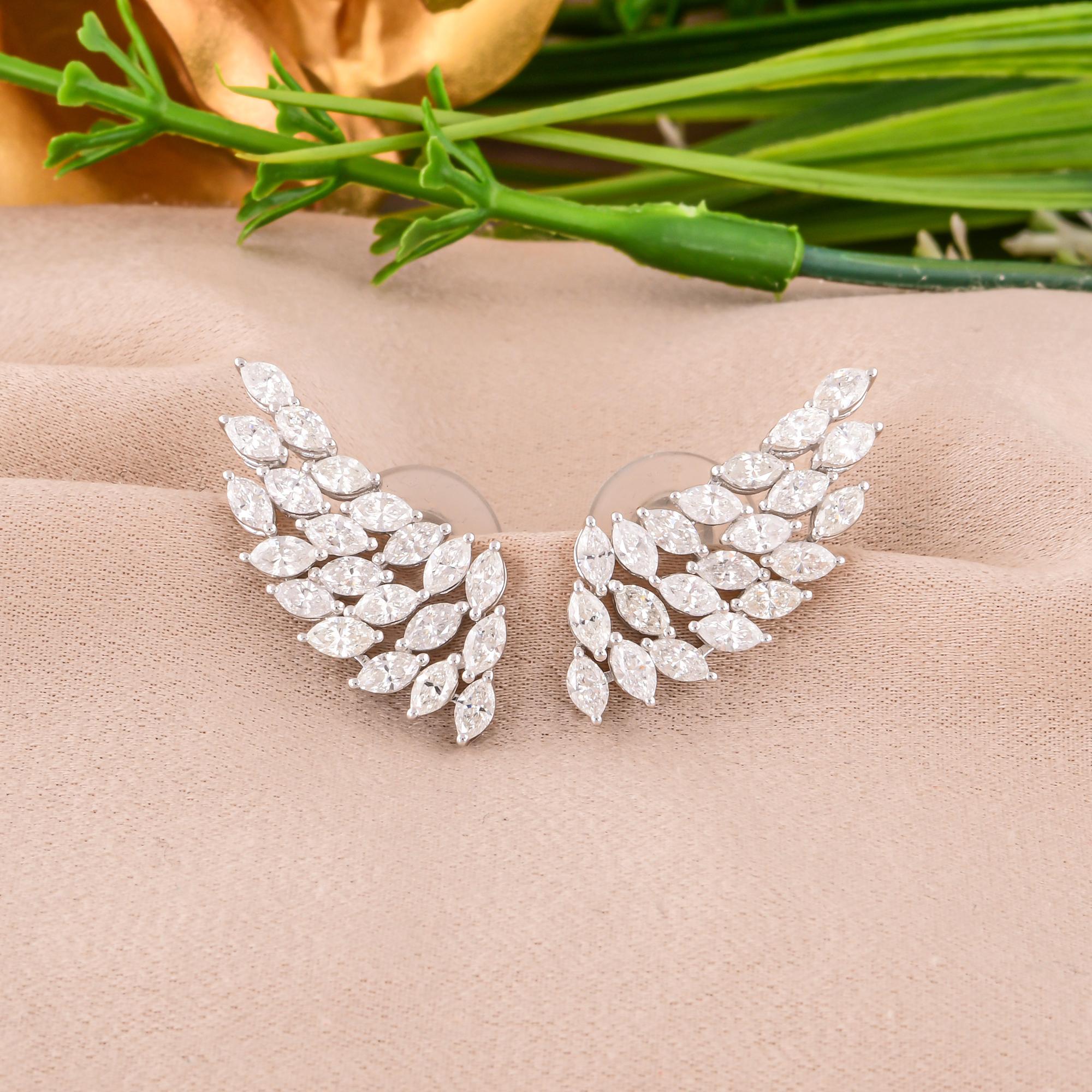Modern Natural 2.60 Carat SI/H Marquise Diamond Earrings 14 Karat White Gold Jewelry For Sale