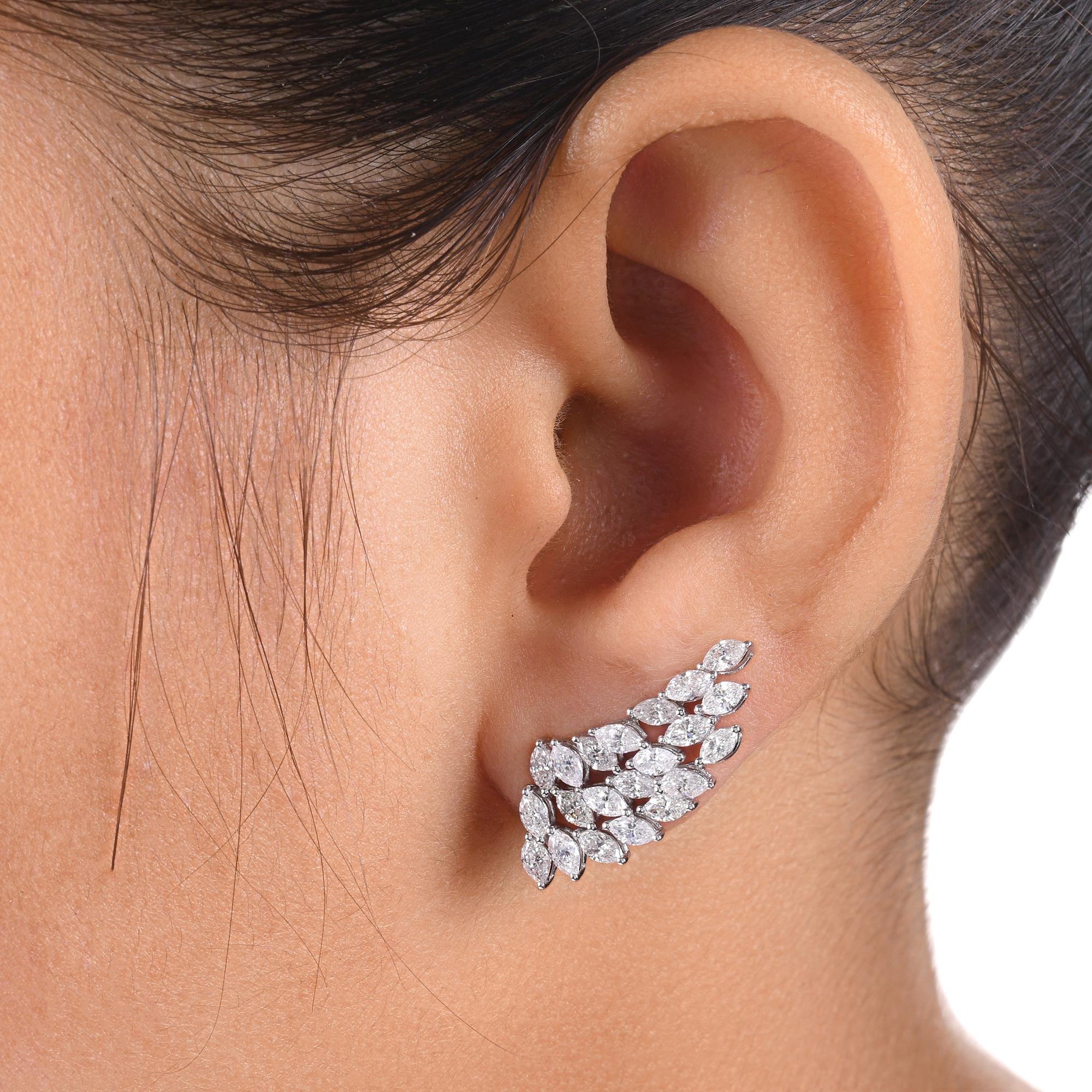 Marquise Cut Natural 2.60 Carat SI/H Marquise Diamond Earrings 14 Karat White Gold Jewelry For Sale