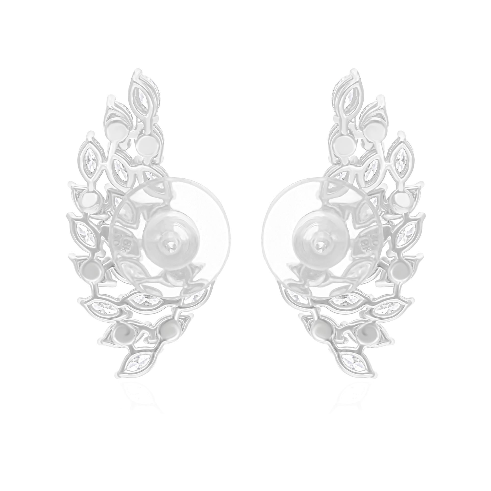 Natural 2.60 Carat SI/H Marquise Diamond Earrings 14 Karat White Gold Jewelry In New Condition For Sale In Diera, Dubai