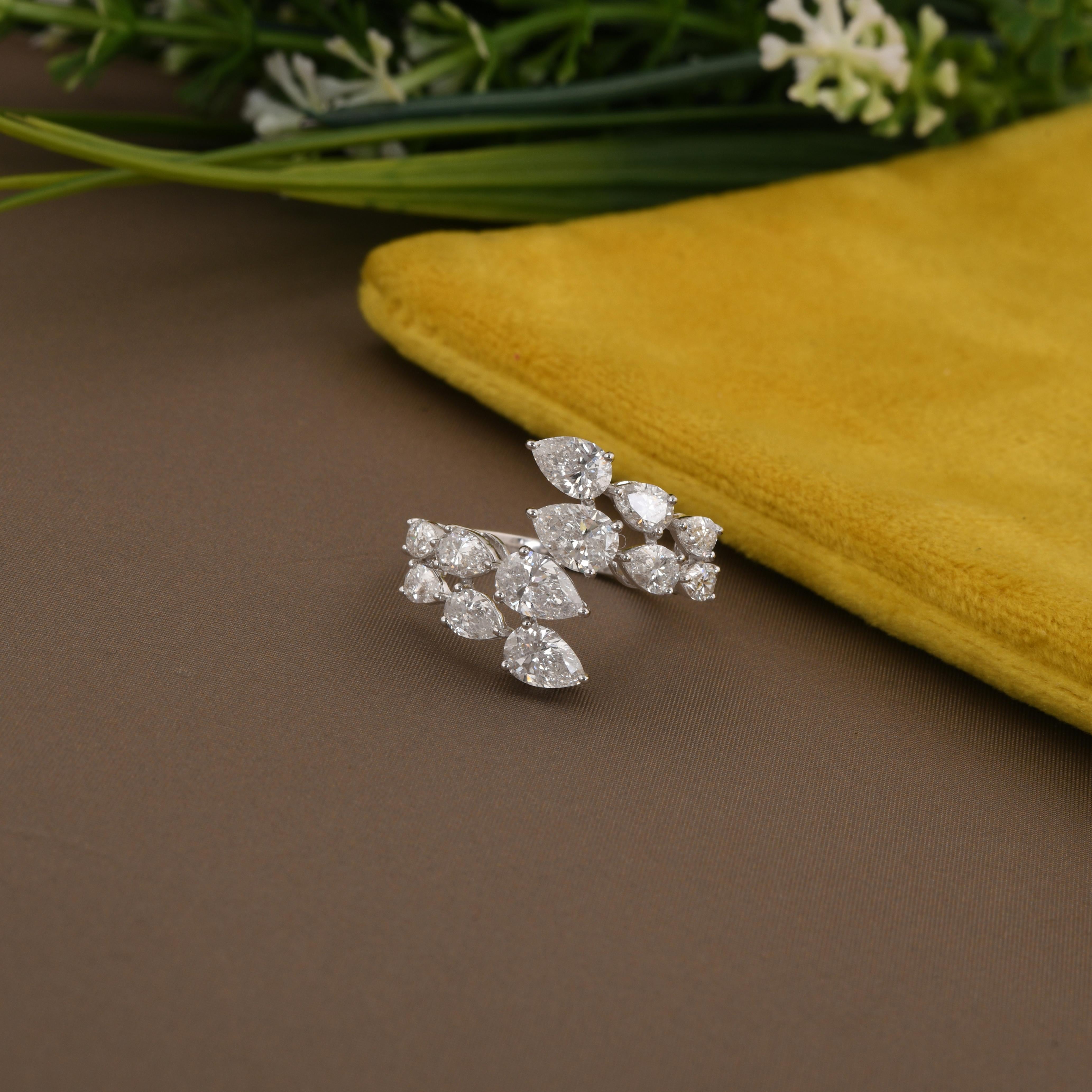 in vendita:  Anello a fascia con diamanti naturali da 2,60 carati SI/H con taglio a pera Brilliante in oro bianco 14 carati 4