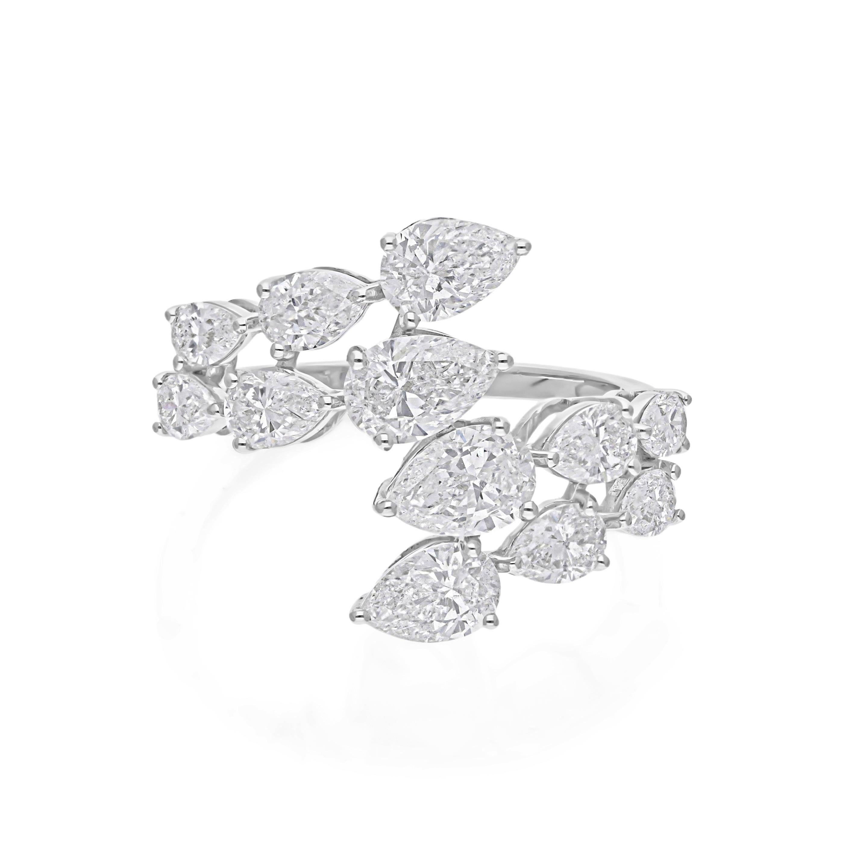 in vendita:  Anello a fascia con diamanti naturali da 2,60 carati SI/H con taglio a pera Brilliante in oro bianco 14 carati 7