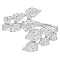 Anillo envolvente de diamantes naturales talla pera brillante SI/H de 2,60 quilates y oro blanco de 18 quilates