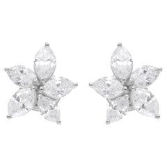 Natürliche 2,60 Karat SI/HI Marquise Diamant-Blumen-Ohrringe 14 Karat Weißgold