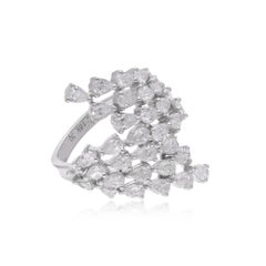 Natural 2.61 Carat Pear Diamond Wrap Ring 18 Karat White Gold Handmade Jewelry