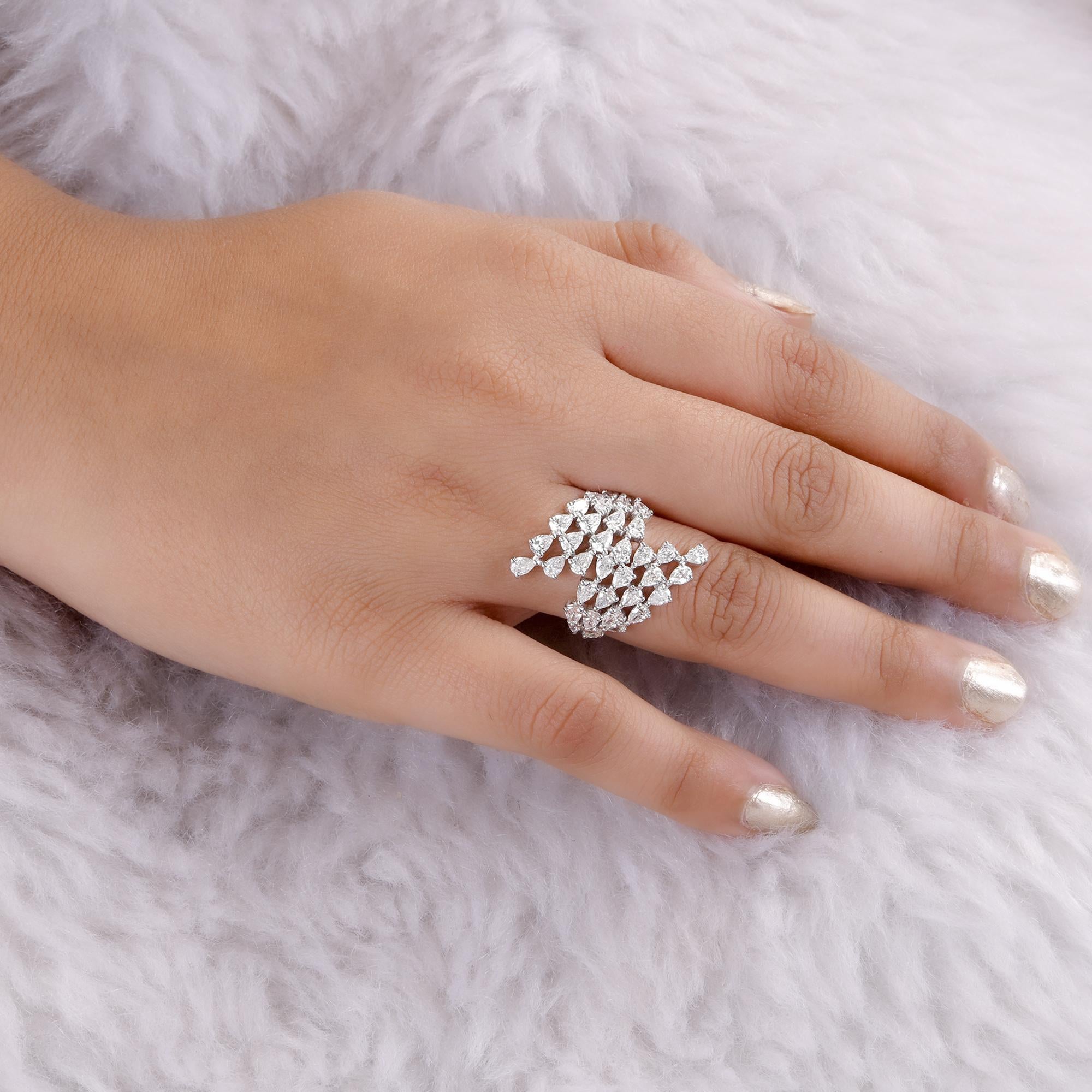 Natürlicher 2,61 Karat birnenförmiger Diamant-Wickelring aus 18 Karat Weißgold, handgefertigt (Tropfenschliff) im Angebot