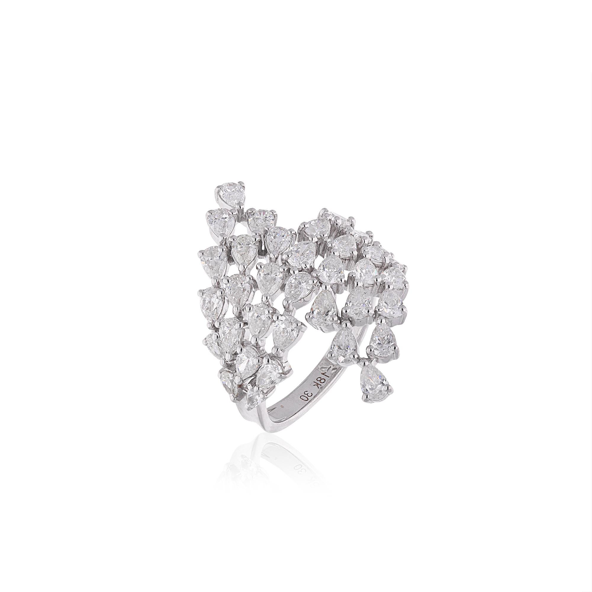 Natürlicher 2,61 Karat birnenförmiger Diamant-Wickelring aus 18 Karat Weißgold, handgefertigt Damen im Angebot