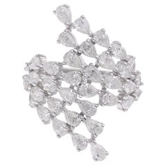 Anillo envolvente de diamantes pera naturales 2,61 quilates Oro blanco 18 quilates Joyería hecha a mano