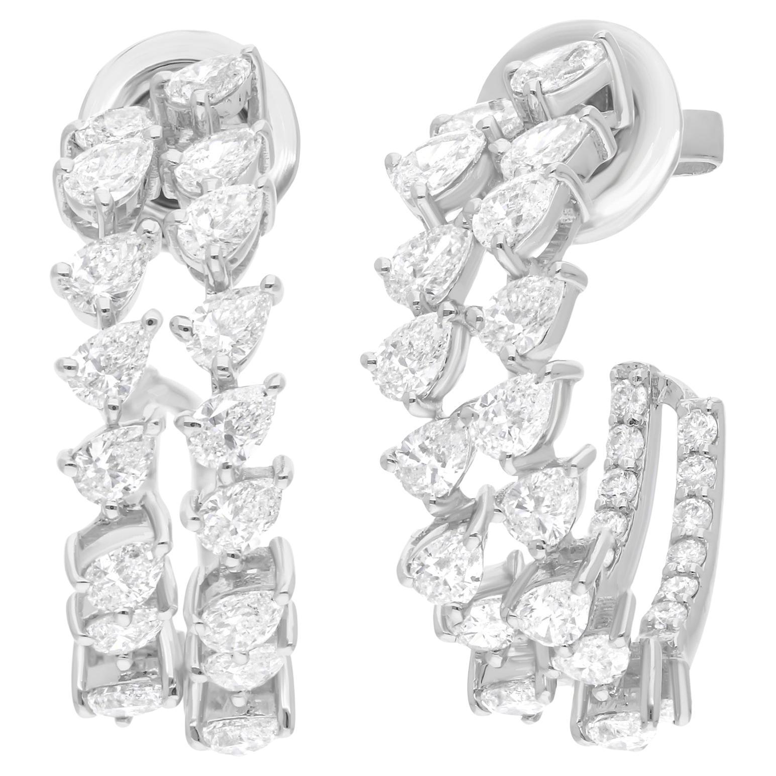 Orecchini a cerchio con diamanti naturali da 2,61 carati, purezza SI e colore HI, oro bianco 18 carati