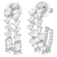 Pendientes de aro de diamantes naturales de 2,61 quilates, claridad SI y color HI, oro blanco de 18 quilates