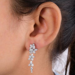 Natural 2.62 Carat Round Pear & Marquise Diamond Earrings 18 Karat White Gold