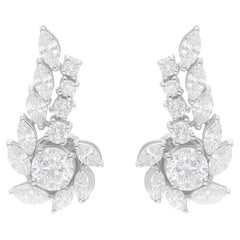 Orecchini di diamanti tondi marquise naturali da 2,62 carati SI/H in oro bianco 14 carati