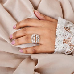 Pear Shape Diamond Multi-Row Cocktail Ring, 2.63 Carats, 14K White Gold