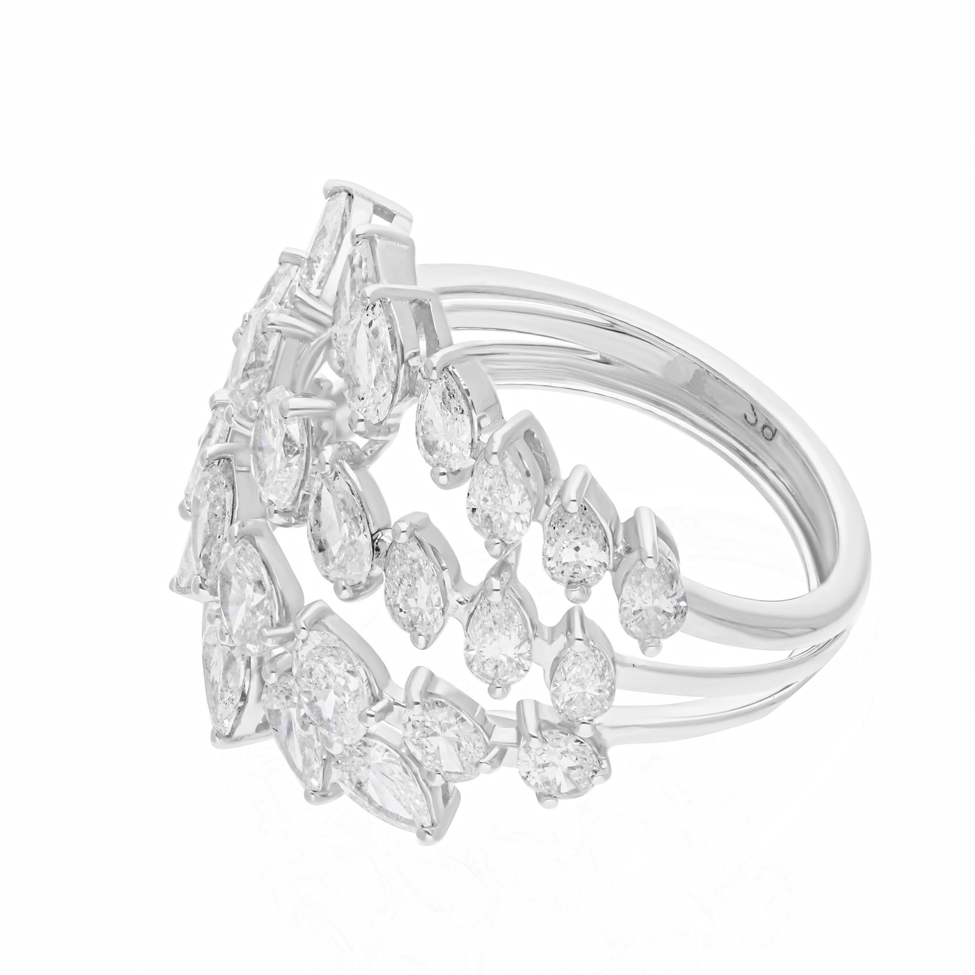 Pear Cut Natural 2.63 Carat SI Clarity HI Color Diamond Ring 14 Karat White Gold Jewelry For Sale