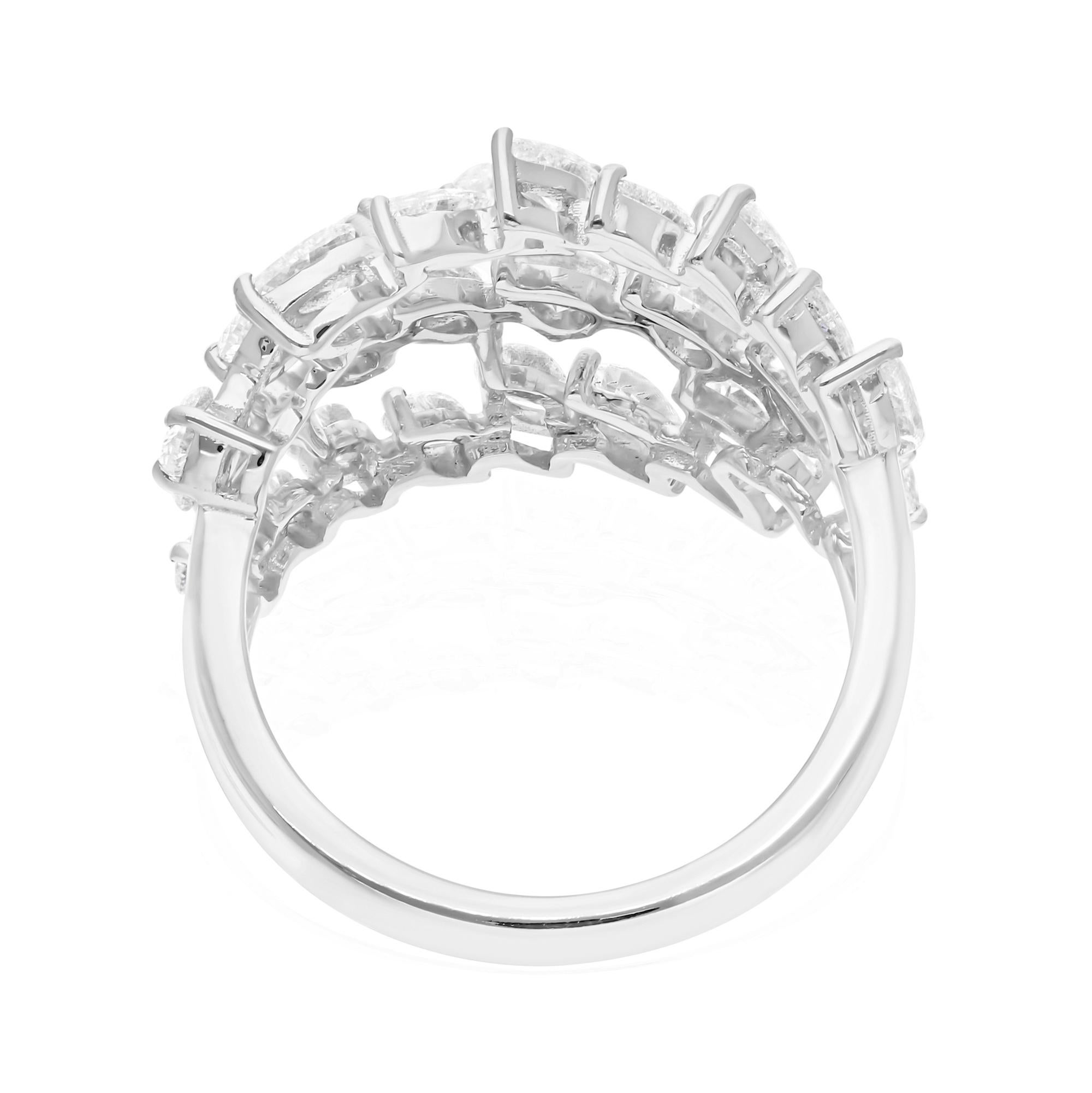 Pear Cut Natural 2.63 Carat SI Clarity HI Color Diamond Ring 18 Karat White Gold Jewelry For Sale