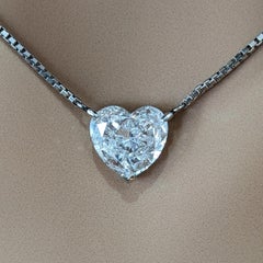 Natural 2.63 ct Heart Diamond Solitaire Pendant Necklace in Platinum