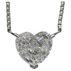Natural 2.63 ct Heart Diamond Solitaire Pendant Necklace in Platinum