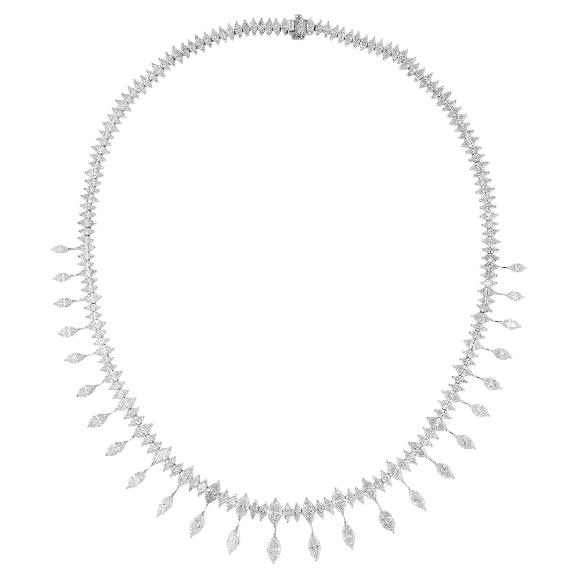 Natural 26.36 Carat Marquise Diamond Choker Necklace 18 Karat White Gold Jewelry