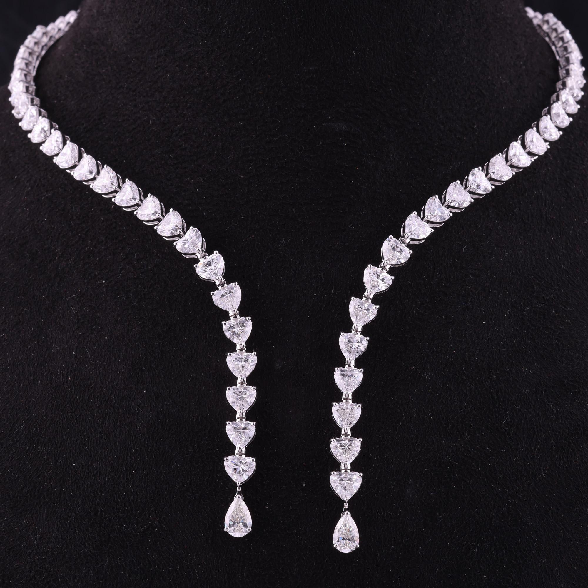 Natürliche 26,43 Karat SI/H Herzform Diamant-Halskette 14 Karat Weißgold im Zustand „Neu“ im Angebot in Diera, Dubai