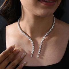 Natural 26.43 Carat SI/H Heart Shape Diamond Choker Necklace 18 Karat White Gold