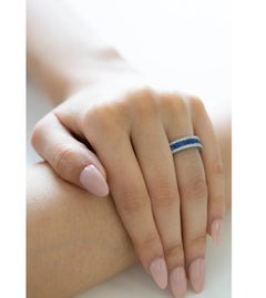 Natural 2.64cts Blue Sapphire & 0.61cts Diamond Ring in 18k Gold